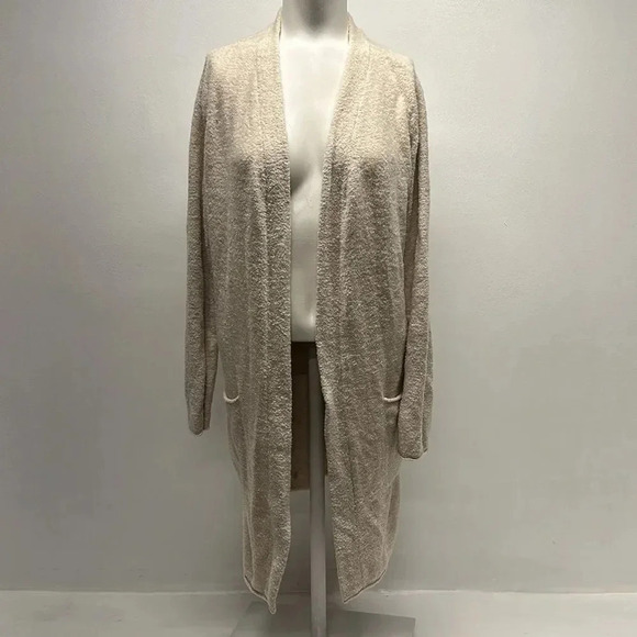 Barefoot Dreams CozyChic Lite Long Weekend Cardi Open Front Cardigan Tan Small - Picture 1 of 11